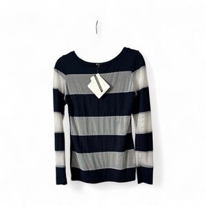 Anatomie Navy and White Striped Long Sleeve Top